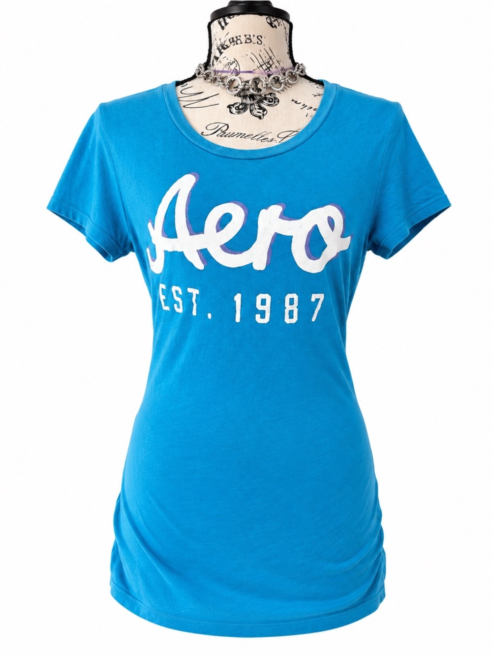 Aeropostale Bright Blue Scoop Neck Logo Tee